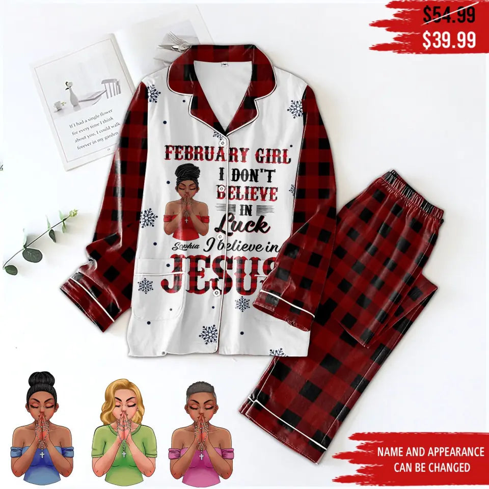 Women&#39;s Pajamas Set For February Woman, A Queen Was Born In February, Birthday Pajamas, Birthday Gifts For February Woman