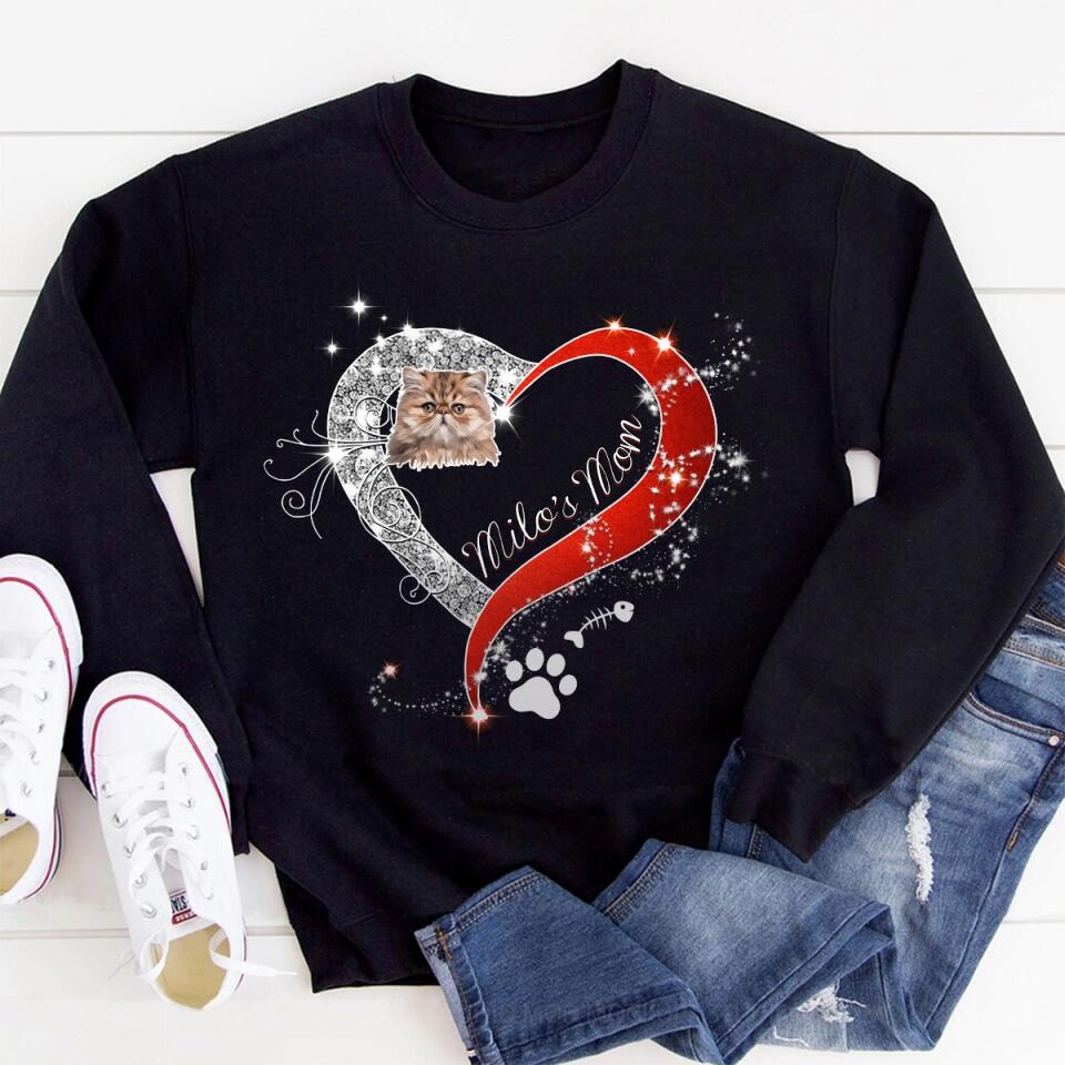 Custom Cat mom Shirt Customized Cat Photo &amp; Text Personalized Cat Shirt  custom cat shirts Personalized Upload cat photo shirt