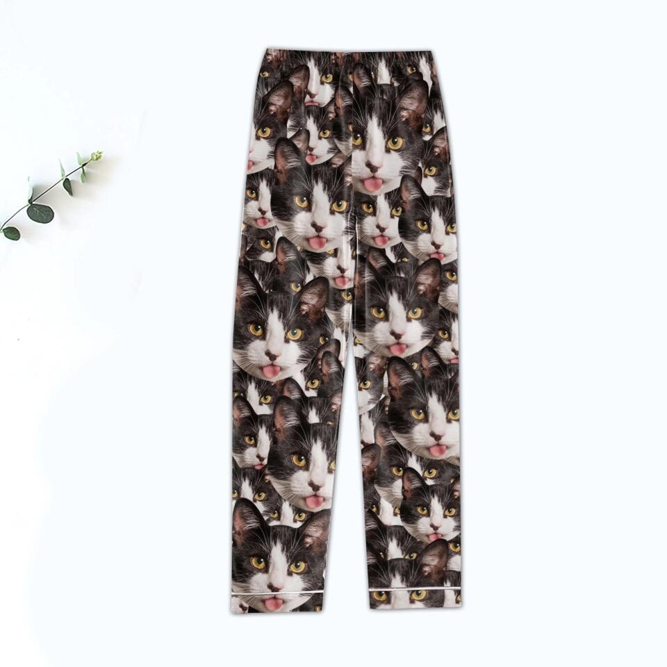 Customized Cat Photo &amp; Text Personalized Cat Shirt - Pet T-shirt custom cat shirts Personalized Upload cat photo Pajama Set