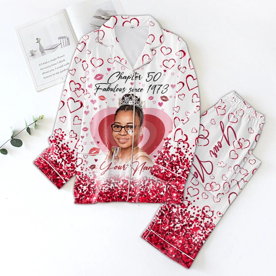 Chapter 50, Fabulous Since 1973 50th Birthday Unique Pajamas Set For Woman, Custom Birthday Pajamas, Her Gifts For 50 Years Old , Turning 50 Birthday Women&#39;s Pajamas Set