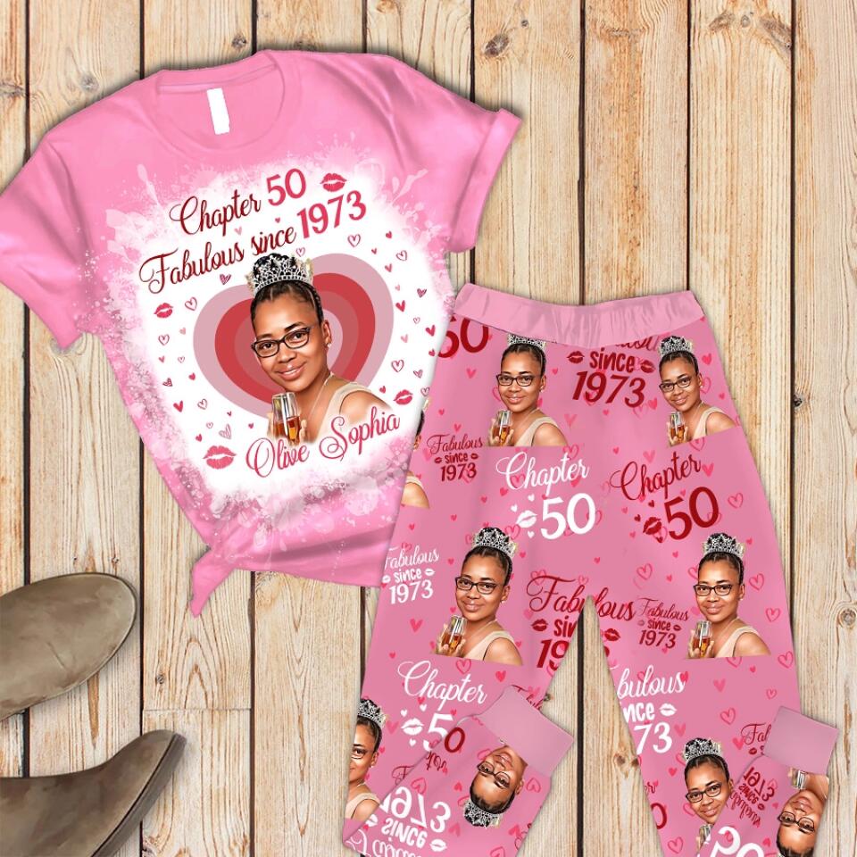 Chapter 50, Fabulous Since 1973 50th Birthday Unique Pajamas Set For Woman, Custom Birthday Pajamas, Her Gifts For 50 Years Old , Turning 50 Birthday Women&#39;s Pajamas Set