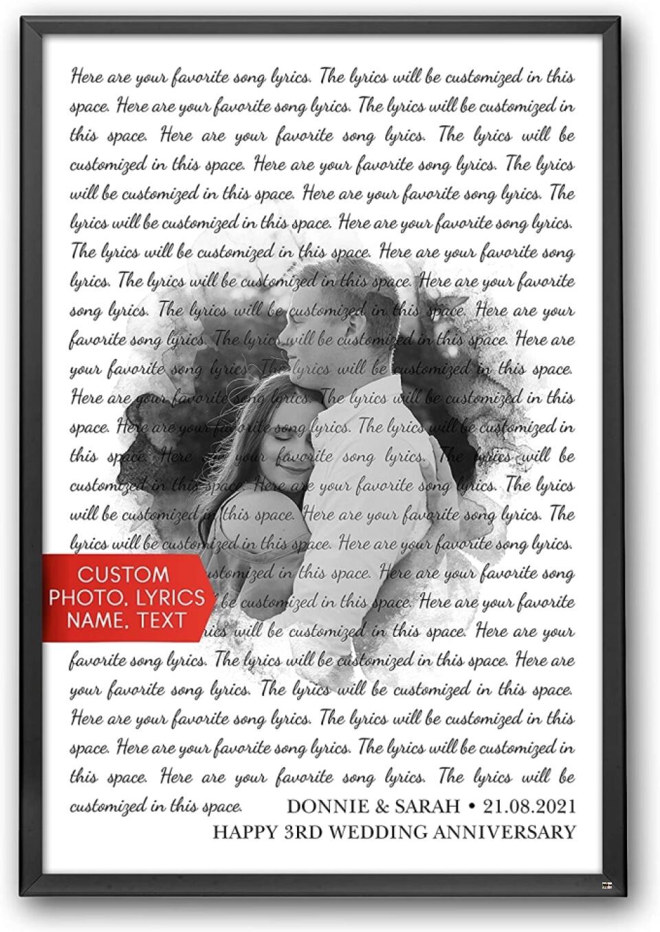 Custom Gift for Husband and Wife Music Song Lyrics Print, Wedding Anniversary Dance Song Lyric Poster, Birthday Valentines Day Gifts