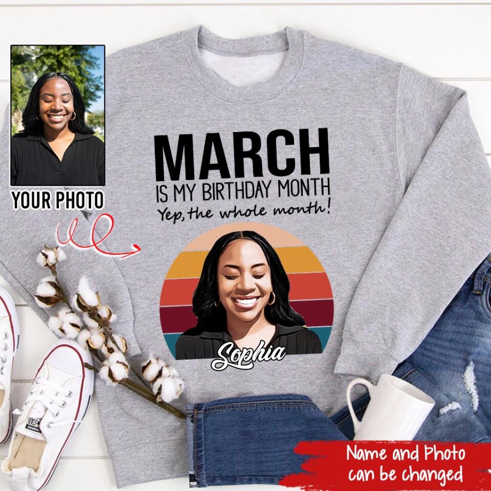 Custom March Birthday Shirt For Woman, Queens was Born In March Gifts, Melanin Afro Woman Shirt, Black Girl Tee, Afro Queen Gift