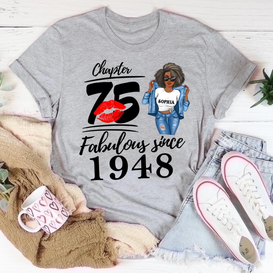75th birthday shirts for her, Personalised 75th birthday gifts, 1948 t shirt, 75 and fabulous shirt, 75th birthday shirt ideas, gift ideas 75th birthday woman