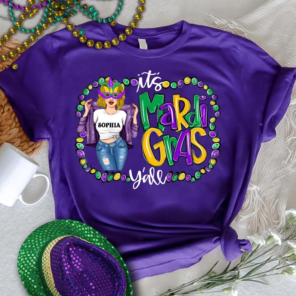It&#39;s Mardi Gras Y&#39;all, Mardi Gras Shirt, Adult Mardi Gras Shirt, New Orleans Tee, Custom Mardi Gras Shirt