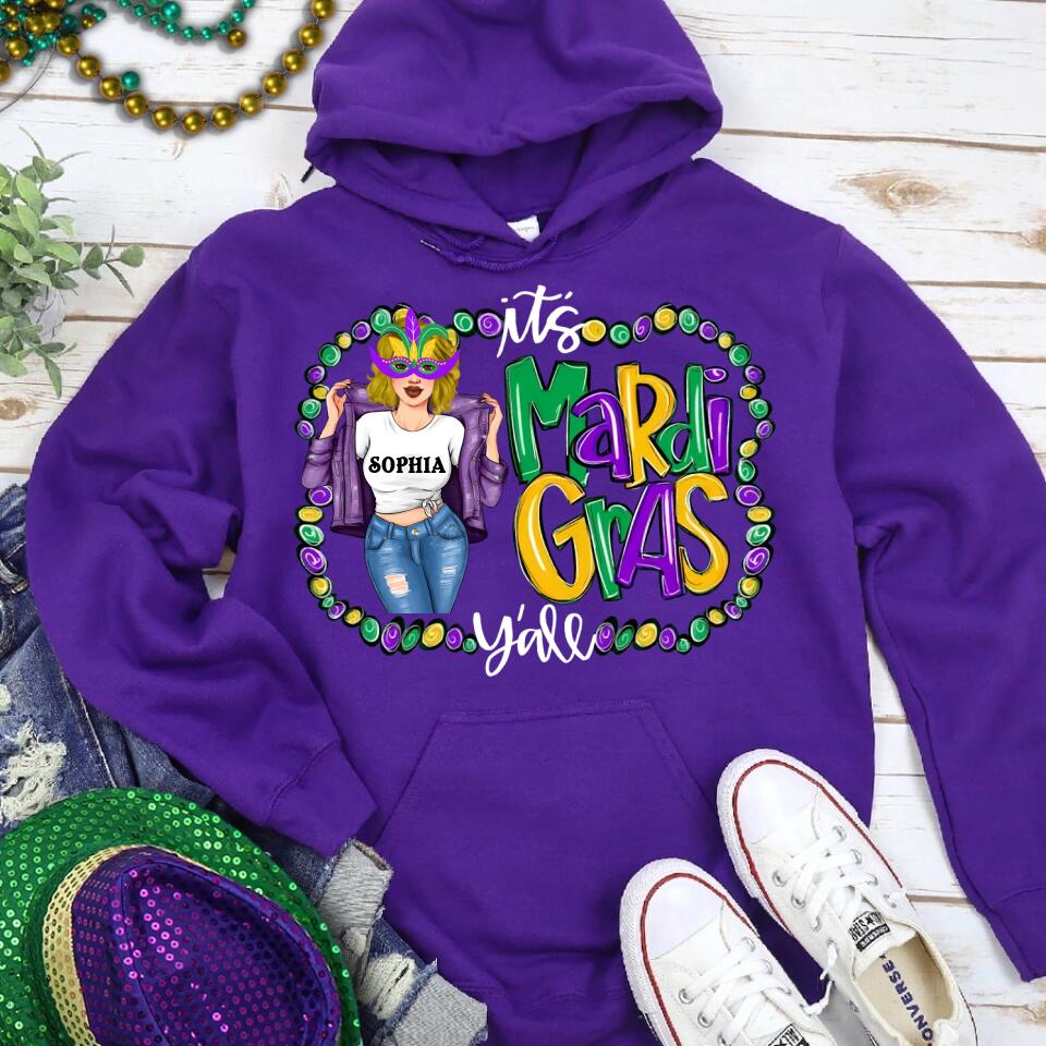 It&#39;s Mardi Gras Y&#39;all, Mardi Gras Shirt, Adult Mardi Gras Shirt, New Orleans Tee, Custom Mardi Gras Shirt