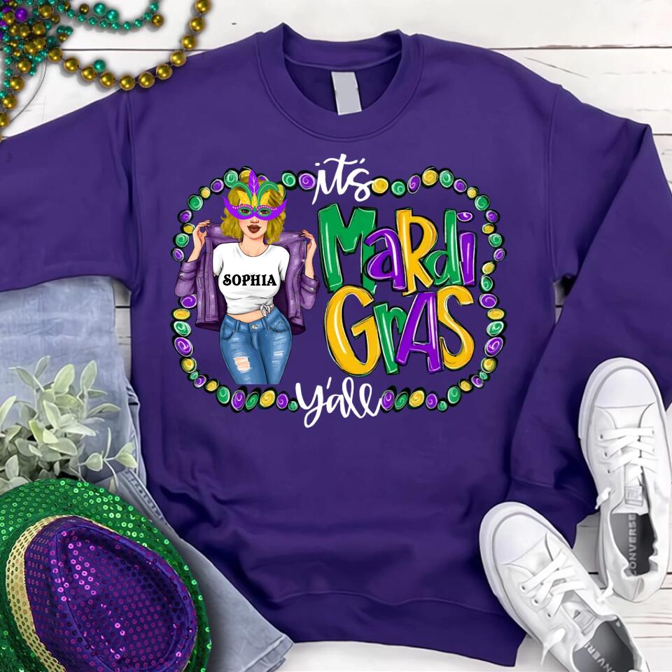 It&#39;s Mardi Gras Y&#39;all, Mardi Gras Shirt, Adult Mardi Gras Shirt, New Orleans Tee, Custom Mardi Gras Shirt