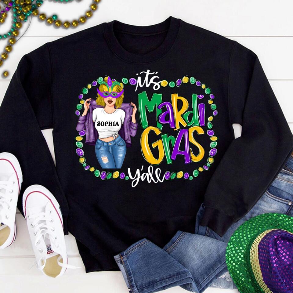 It&#39;s Mardi Gras Y&#39;all, Mardi Gras Shirt, Adult Mardi Gras Shirt, New Orleans Tee, Custom Mardi Gras Shirt