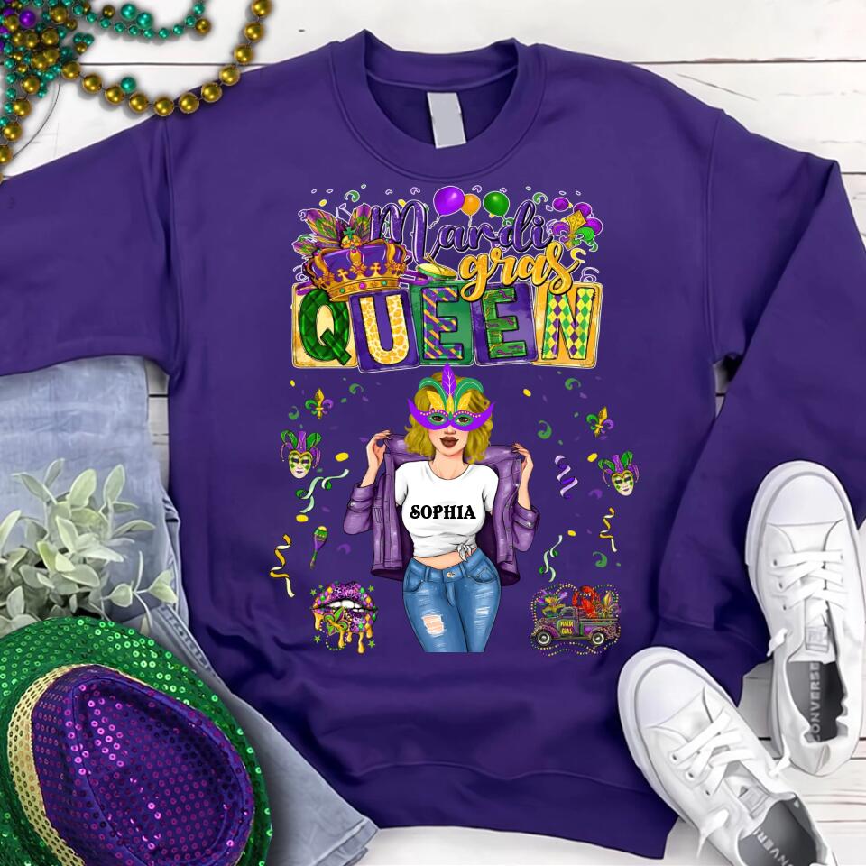 Mardi Gras Queen Shirt, Mardi Gras Shirt, Fat Tuesday Shirt, Mardi Gras T-shirt, Custom Mardi Gras Tee, Mardi Gras Party Shirt, Mardi Gras Gift