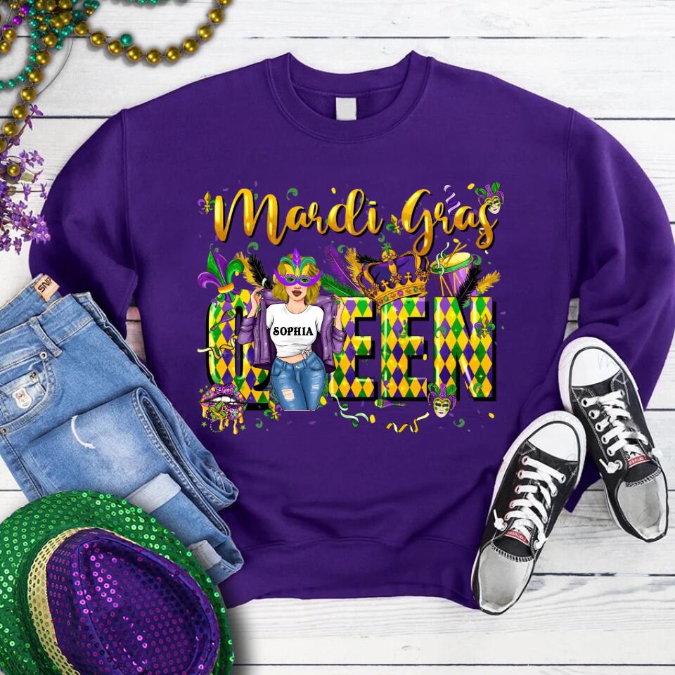 Mardi Gras Queen Shirt, Mardi Gras Shirt, Fat Tuesday Shirt, Mardi Gras T-shirt, Custom Mardi Gras Tee, Mardi Gras Party Shirt, Mardi Gras Gift