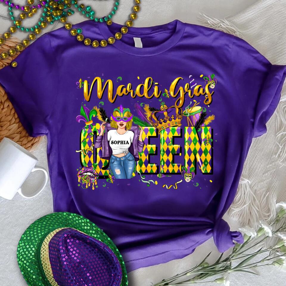 Mardi Gras Queen Shirt, Mardi Gras Shirt, Fat Tuesday Shirt, Mardi Gras T-shirt, Custom Mardi Gras Tee, Mardi Gras Party Shirt, Mardi Gras Gift