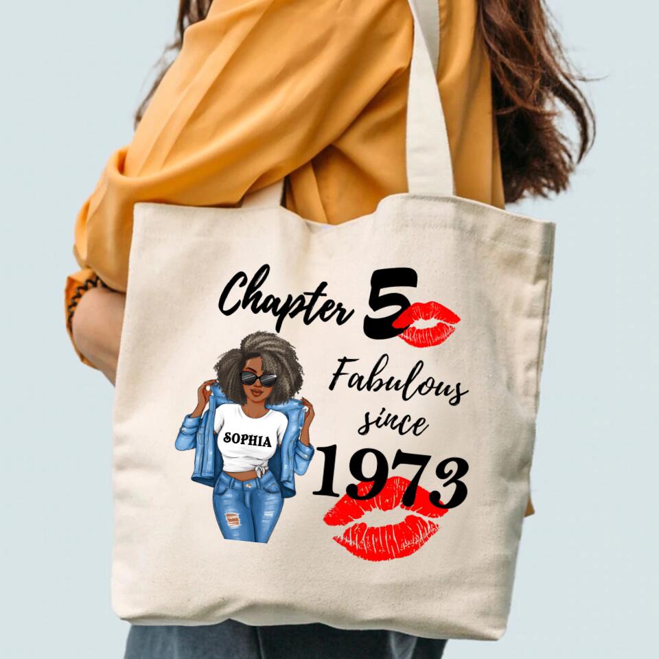Chapter 50, Fabulous Since 1973 50th Birthday, Her Gifts For 50 Years Old, Turning 50 Birthday, Personalized Tote Bag - Birthday Gift For Her, Girl, Woman