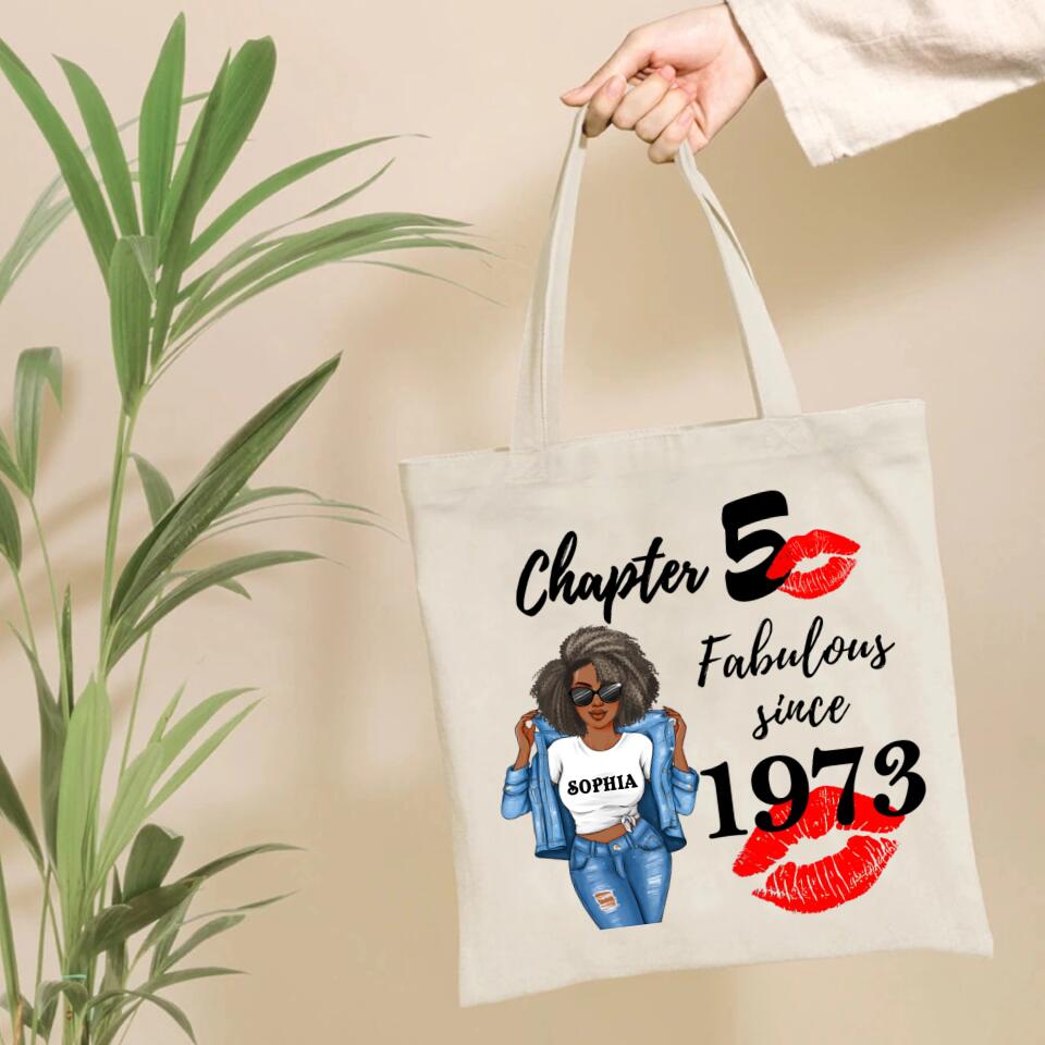 Chapter 50, Fabulous Since 1973 50th Birthday, Her Gifts For 50 Years Old, Turning 50 Birthday, Personalized Tote Bag - Birthday Gift For Her, Girl, Woman