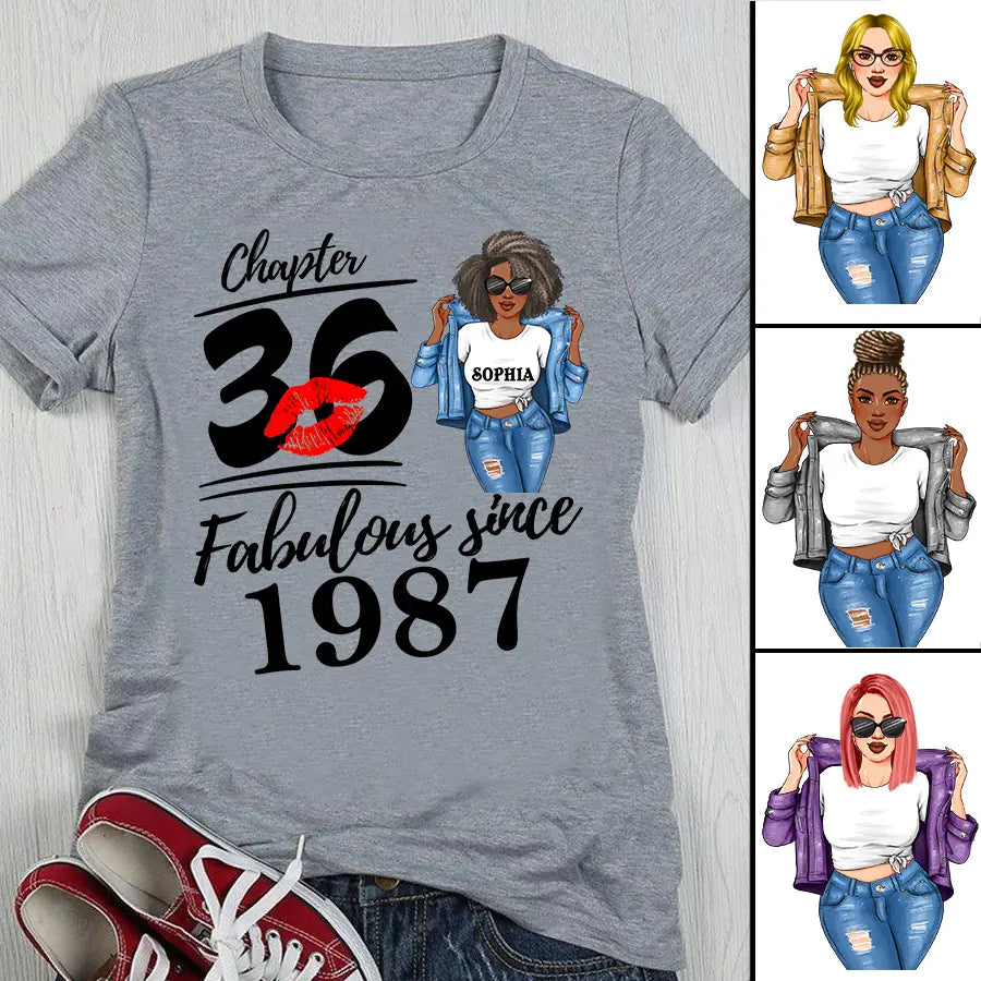 36th Birthday Shirts, Custom Birthday Shirts, Turning 36 Shirt, Gifts For Women Turning 36, 36 And Fabulous Shirt, 1987 Shirt, 36th Birthday Shirts For Her