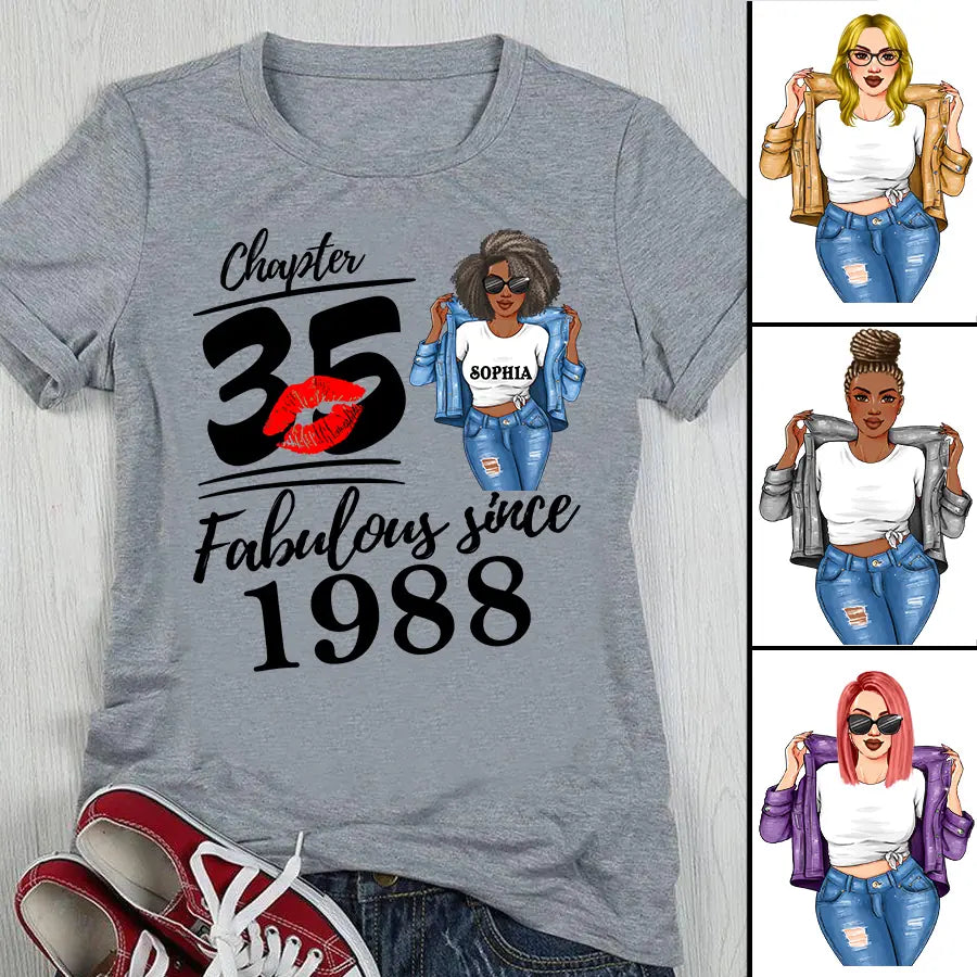 35th Birthday Shirts, Custom Birthday Shirts, Turning 35 Shirt, Gifts For Women Turning 35, 35 And Fabulous Shirt, 1988 Shirt, 35th Birthday Shirts For Her