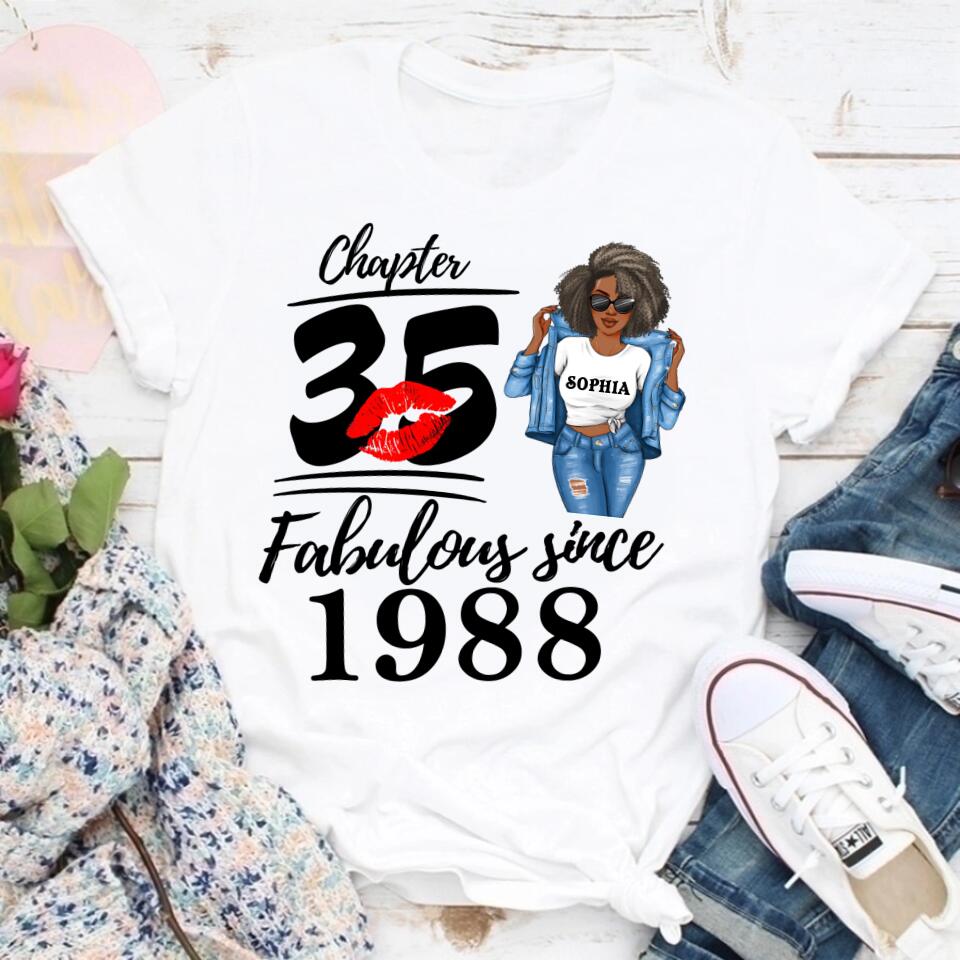 35th Birthday Shirts, Custom Birthday Shirts, Turning 35 Shirt, Gifts For Women Turning 35, 35 And Fabulous Shirt, 1988 Shirt, 35th Birthday Shirts For Her