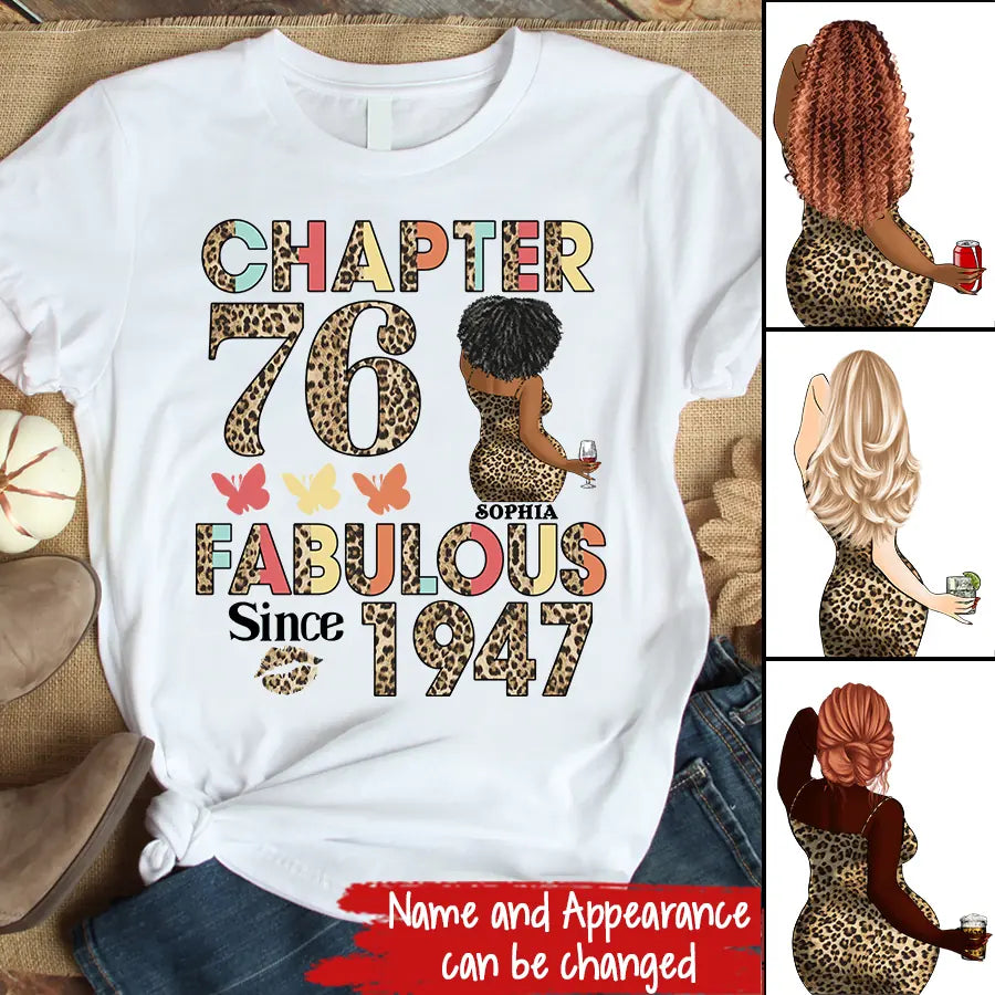 Chapter 76, Fabulous Since 1947 76th Birthday Unique T Shirt For Woman, Custom Birthday Shirt, Her Gifts For 76 Years Old , Turning 76 Birthday Cotton Shirt
