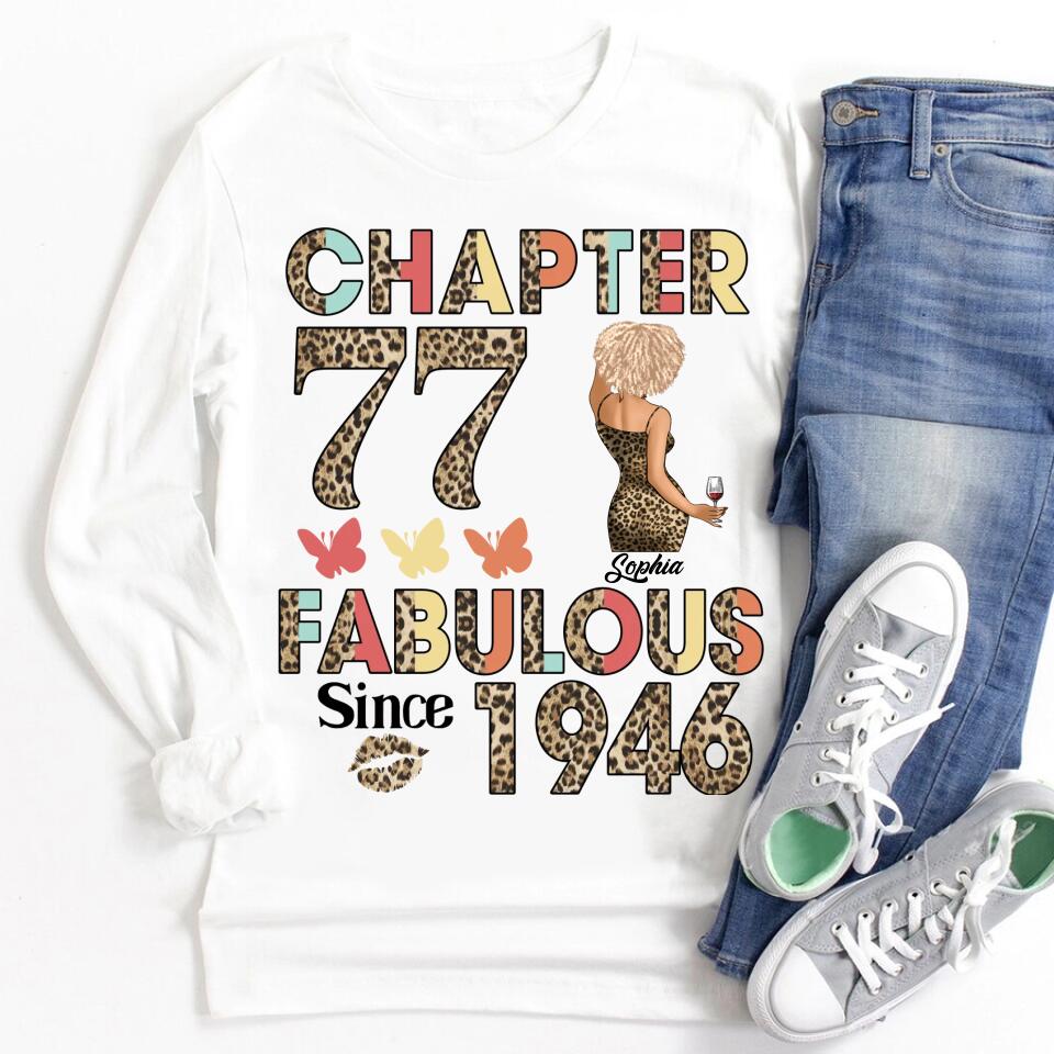 Chapter 77, Fabulous Since 1946 77th Birthday Unique T Shirt For Woman, Custom Birthday Shirt, Her Gifts For 77 Years Old , Turning 77 Birthday Cotton Shirt