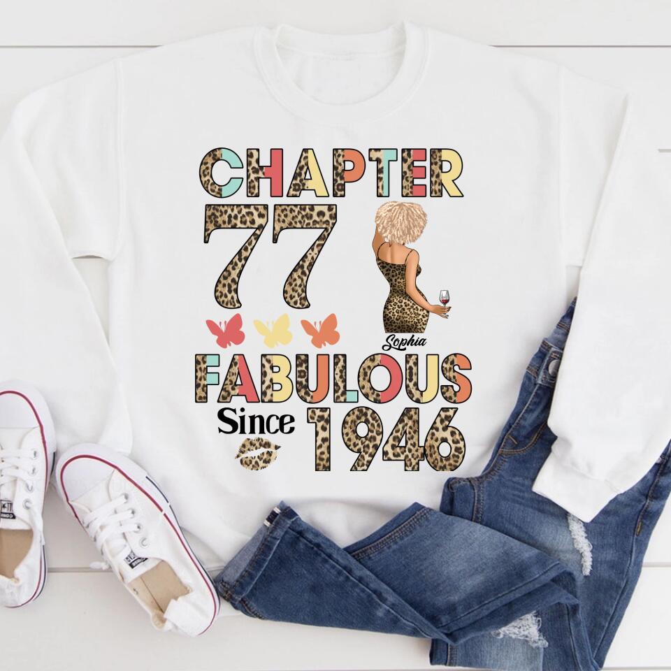 Chapter 77, Fabulous Since 1946 77th Birthday Unique T Shirt For Woman, Custom Birthday Shirt, Her Gifts For 77 Years Old , Turning 77 Birthday Cotton Shirt
