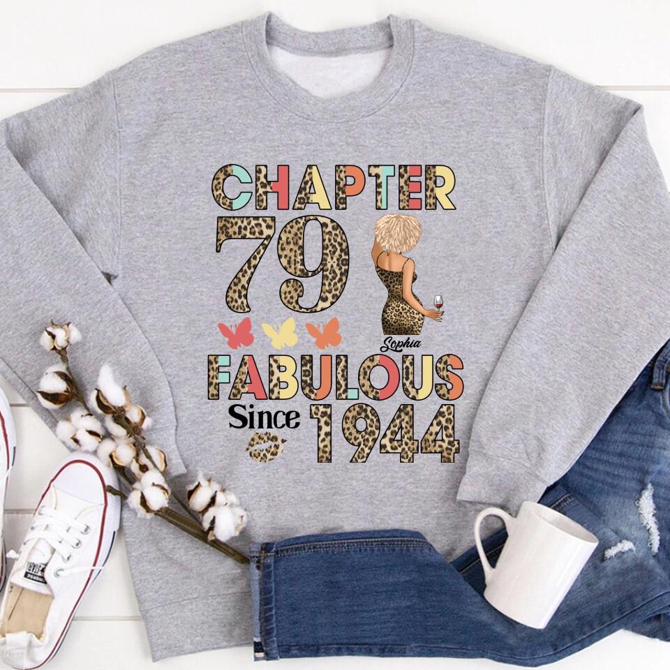 Chapter 79, Fabulous Since 1944 79th Birthday Unique T Shirt For Woman, Custom Birthday Shirt, Her Gifts For 79 Years Old , Turning 79 Birthday Cotton Shirt