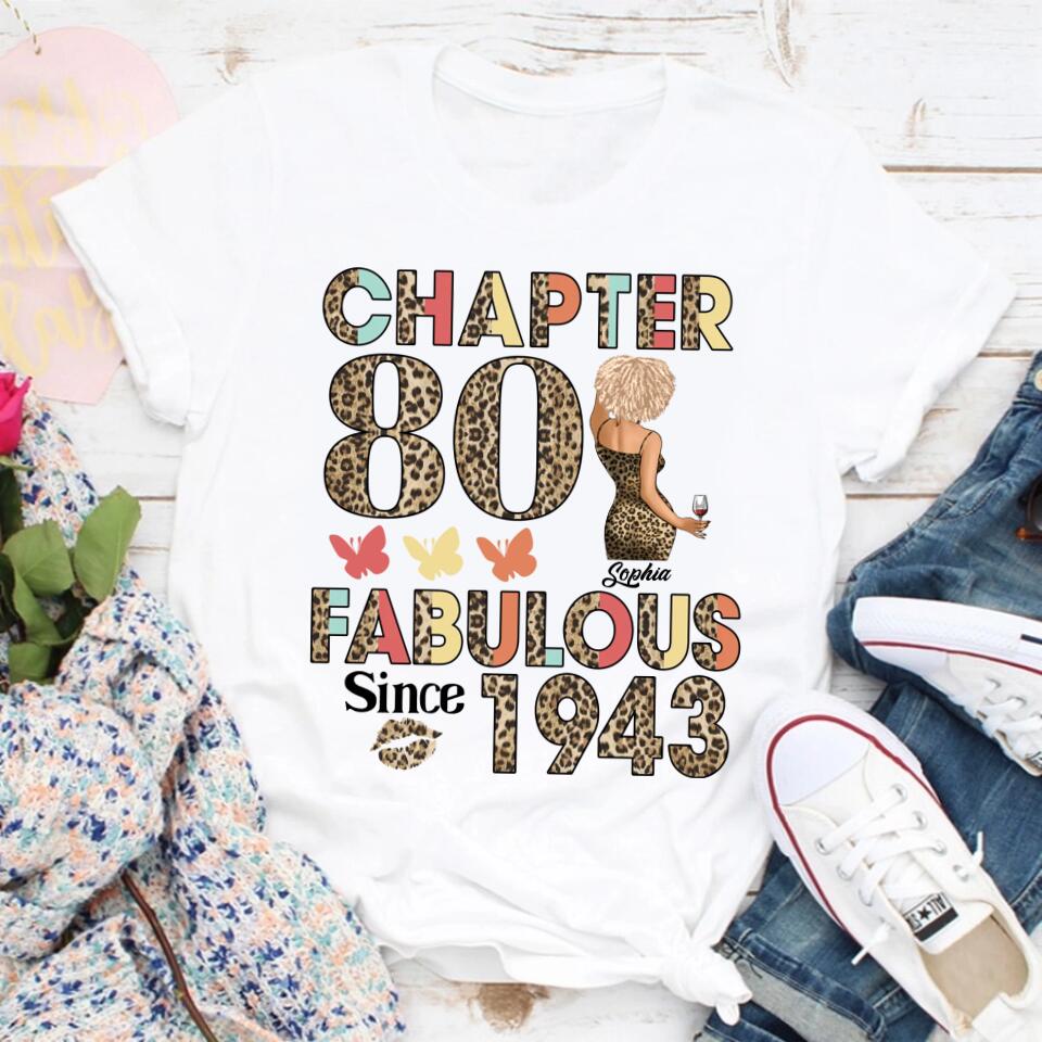 Chapter 80, Fabulous Since 1943 80th Birthday Unique T Shirt For Woman, Custom Birthday Shirt, Her Gifts For 80 Years Old , Turning 80 Birthday Cotton Shirt