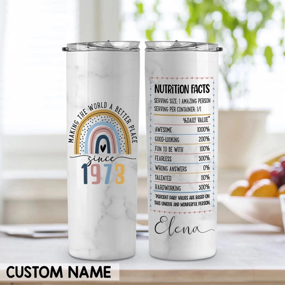 Personalized Skinny Tumbler - 50th Birthday Tumbler, Personalized 50th Birthday Gifts, Gifts For Women Turning 50, 50 And Fabulous