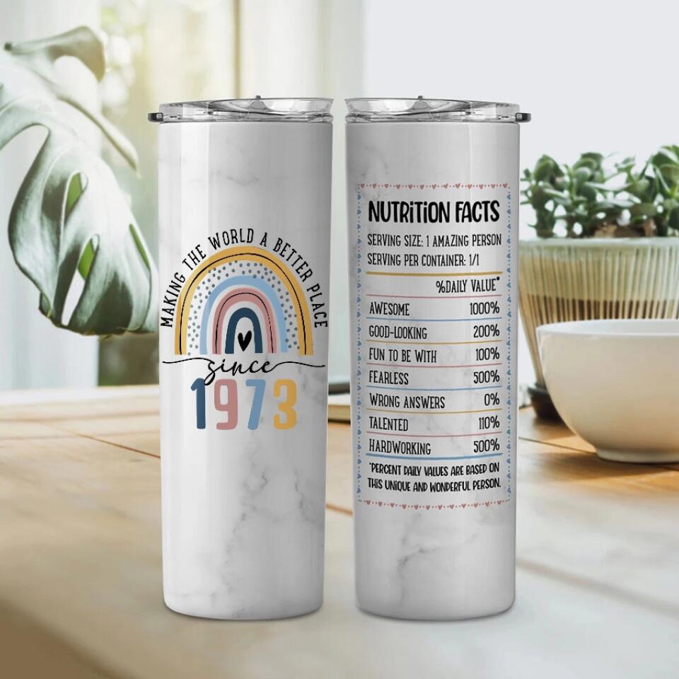 Personalized Skinny Tumbler - 50th Birthday Tumbler, Personalized 50th Birthday Gifts, Gifts For Women Turning 50, 50 And Fabulous