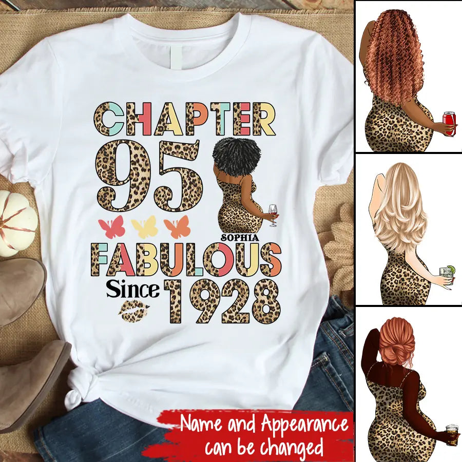 Chapter 95, Fabulous Since 1928 95th Birthday Unique T Shirt For Woman, Custom Birthday Shirt, Her Gifts For 95 Years Old , Turning 95 Birthday Cotton Shirt