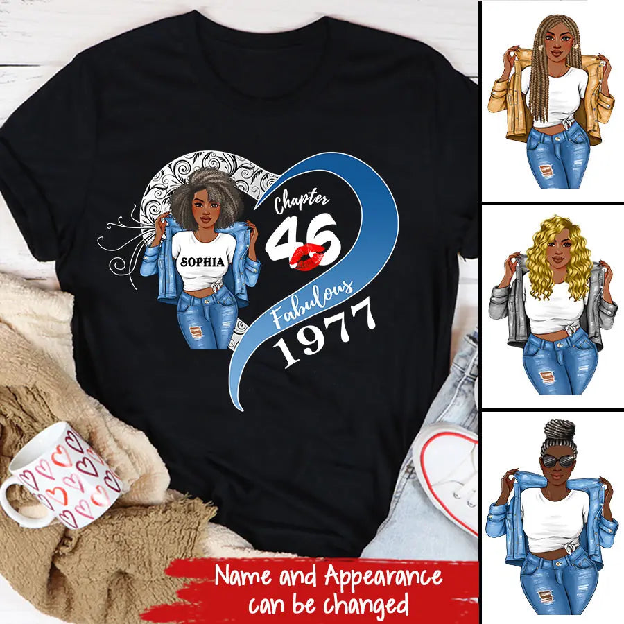 46th Birthday Shirts, Custom Birthday Shirts, Turning 46 Shirt, Gifts For Women Turning 46, 46 And Fabulous Shirt, 1977 Shirt, 46 Birthday Shirts For Her