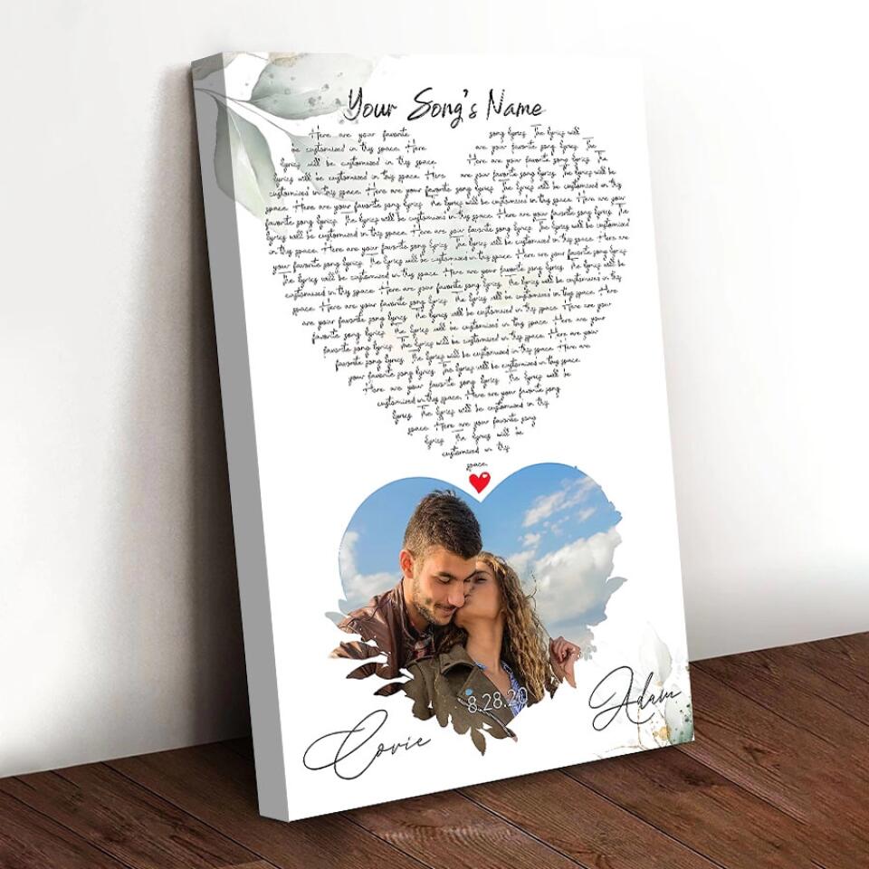 Personalized Song Lyrics Poster With Photo Custom Canvas Prints Couples Gifts For Him And Her Print Canvas Art
