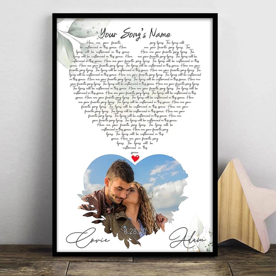 Personalized Song Lyrics Poster With Photo Custom Canvas Prints Couples Gifts For Him And Her Print Canvas Art