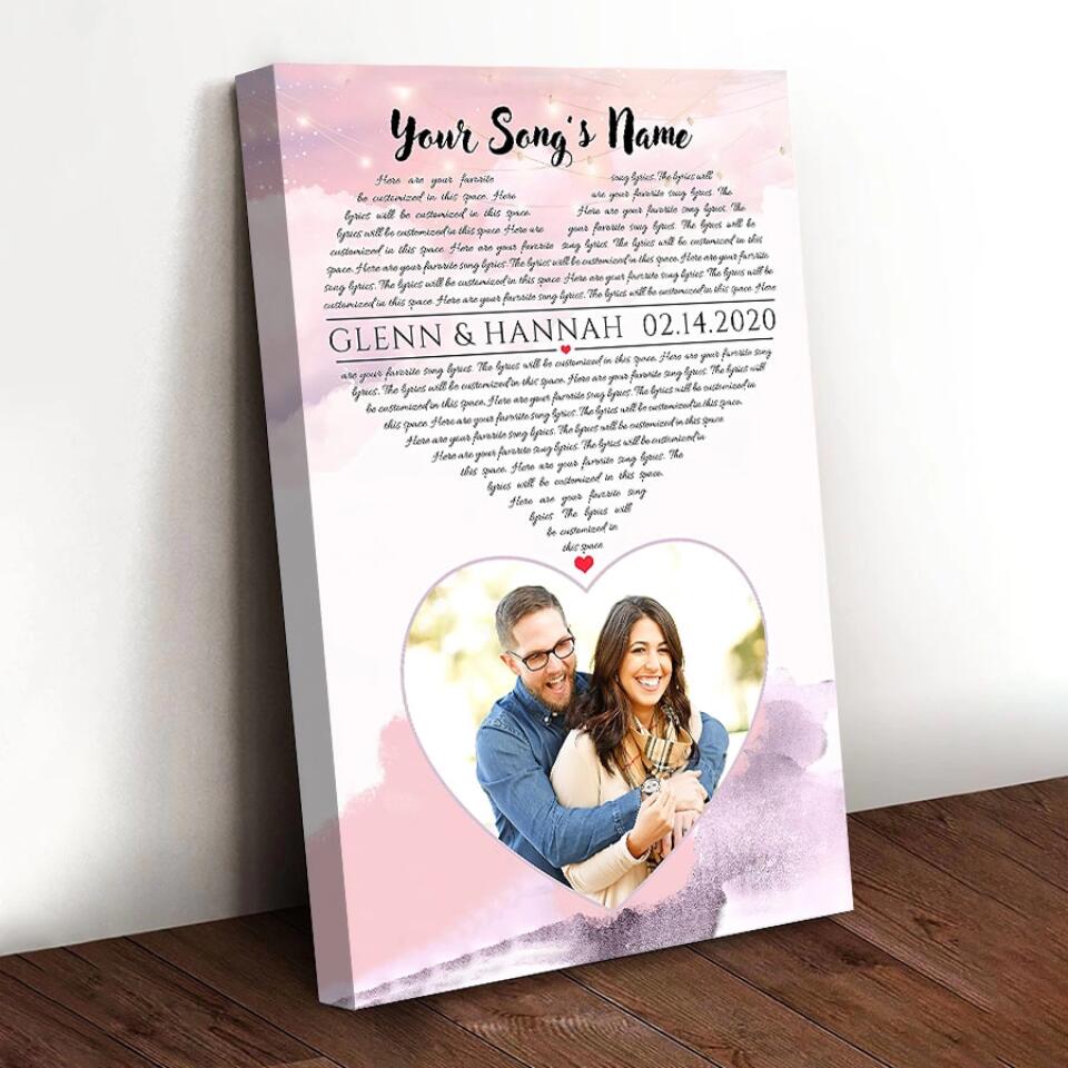 Personalized Song Lyrics Canvas With Photo Custom Poster Printing Music Poster Gifts For Wife Gifts For Husband Print Canvas Art