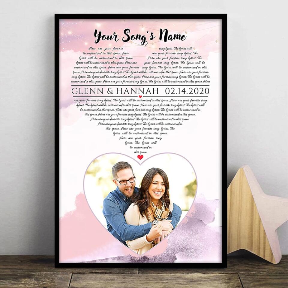 Personalized Song Lyrics Canvas With Photo Custom Poster Printing Music Poster Gifts For Wife Gifts For Husband Print Canvas Art
