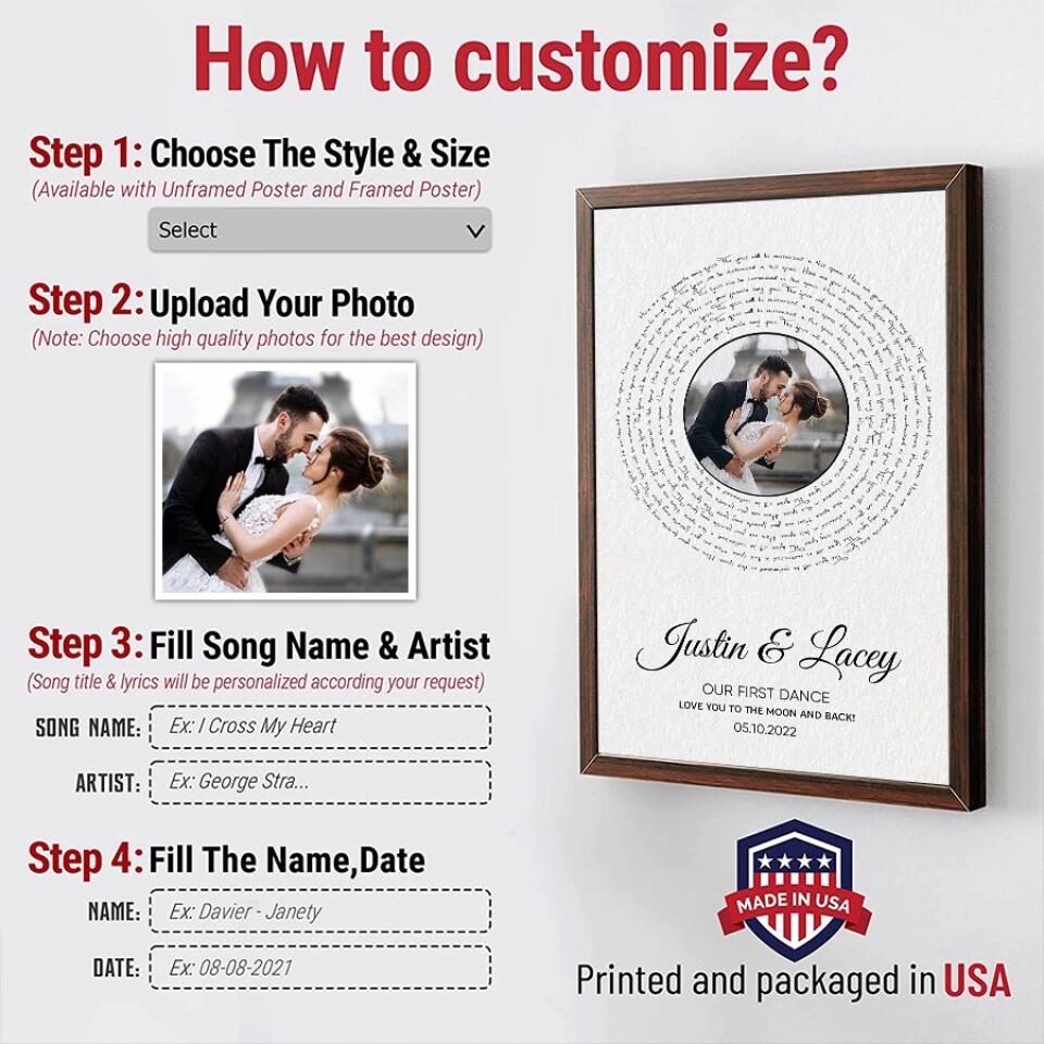 Personalized Song Lyrics Canvas Prints Photo Custom Poster Printing Music Poster Wedding Gifts For Husband Gifts For Wife Hanging Wall Art