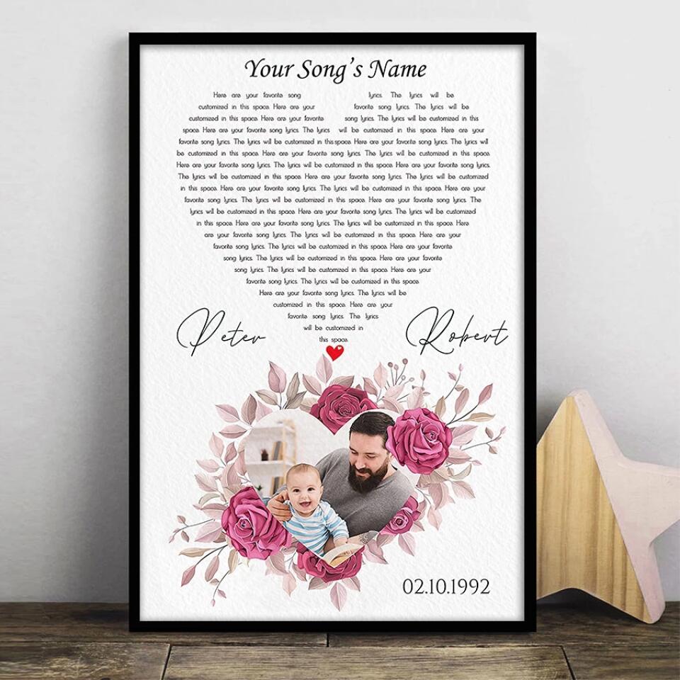 Personalized Song Lyrics Canvas With Photo Custom Poster Printing Music Poster Gifts For Girlfriend Gifts For Boyfriend Bedroom Art Wall
