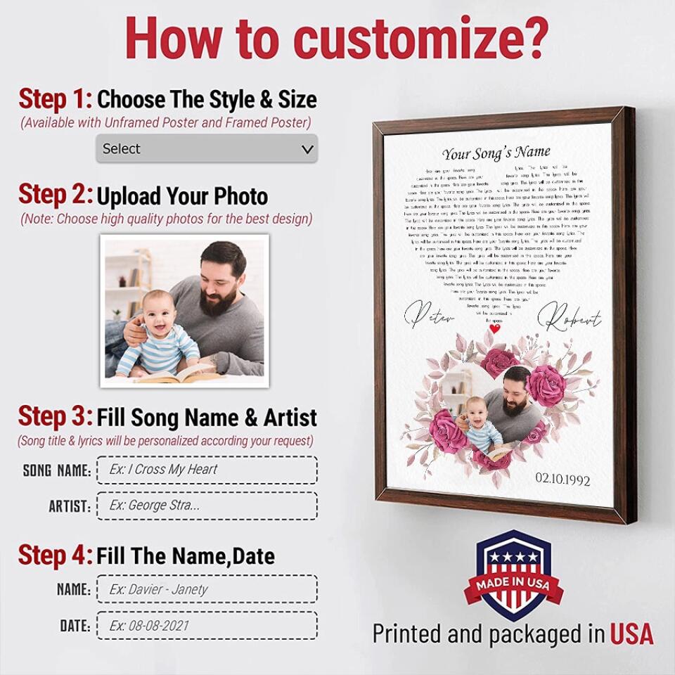 Personalized Song Lyrics Canvas With Photo Custom Poster Printing Music Poster Gifts For Girlfriend Gifts For Boyfriend Bedroom Art Wall