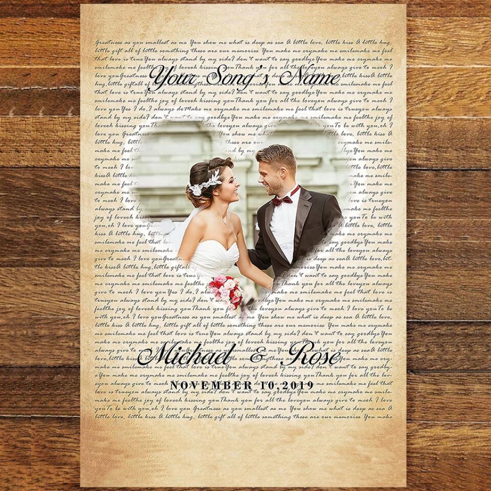 Personalized Song Lyrics Poster Prints Photo Custom Poster Printing Music Poster Romantic Gifts For Her Romantic Gifts For Him Photo Wall Art