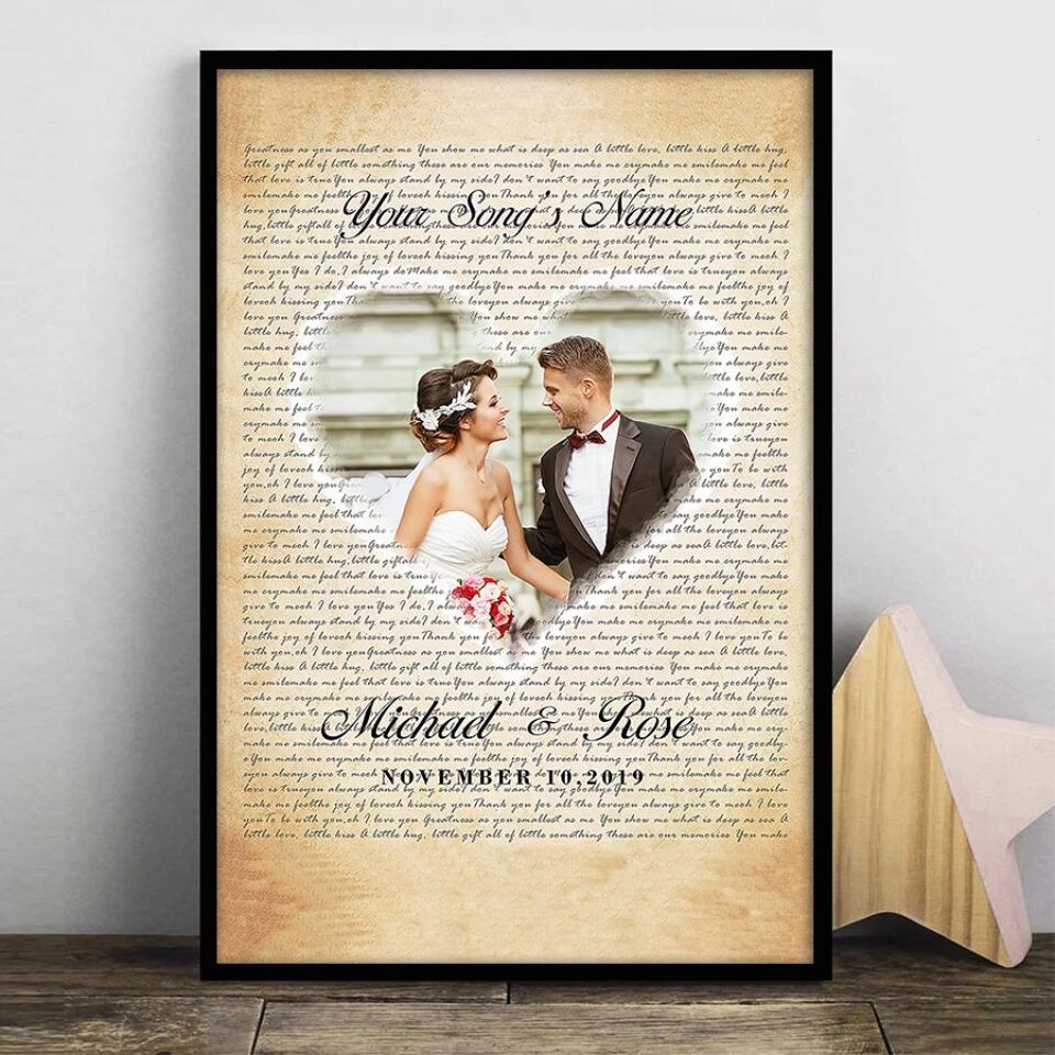 Personalized Song Lyrics Poster Prints Photo Custom Poster Printing Music Poster Romantic Gifts For Her Romantic Gifts For Him Photo Wall Art