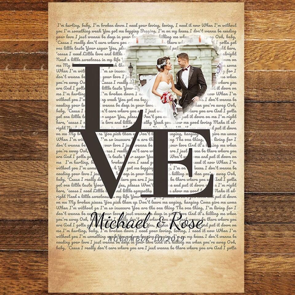 Personalized Song Lyrics Canvas Prints Photo Custom Poster Printing  Music Poster Personalized Anniversary Gifts Wedding Anniversary Gifts Print Canvas Art