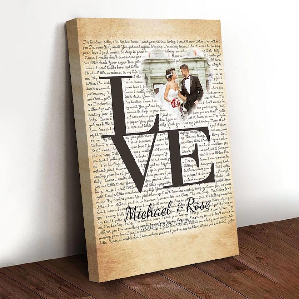 Personalized Song Lyrics Canvas Prints Photo Custom Poster Printing  Music Poster Personalized Anniversary Gifts Wedding Anniversary Gifts Print Canvas Art