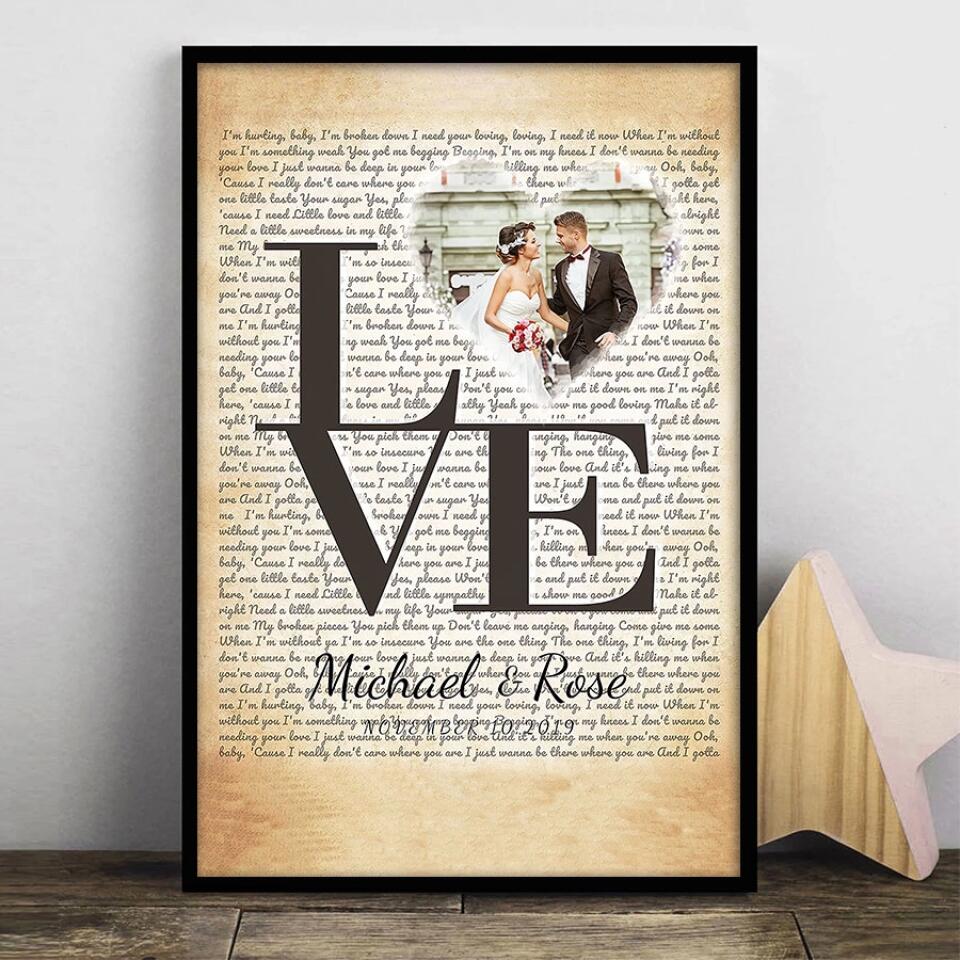 Personalized Song Lyrics Canvas Prints Photo Custom Poster Printing  Music Poster Personalized Anniversary Gifts Wedding Anniversary Gifts Print Canvas Art