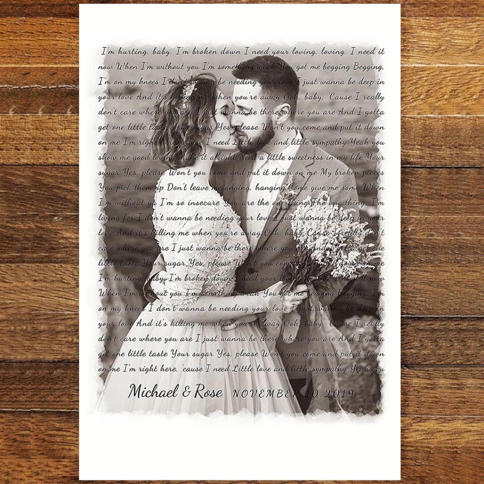 Personalized Song Lyrics Canvas With Photo Custom Poster Printing Music Poster Gifts For Wife Gifts For Husband Print Canvas Art
