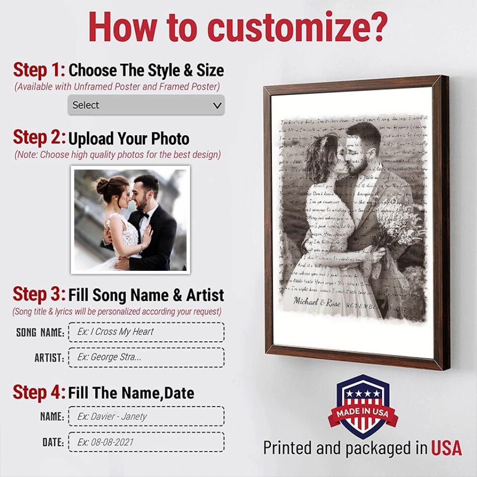 Personalized Song Lyrics Canvas With Photo Custom Poster Printing Music Poster Gifts For Wife Gifts For Husband Print Canvas Art