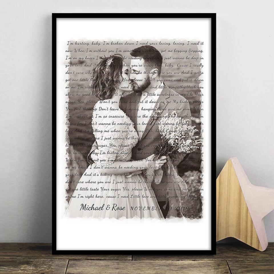 Personalized Song Lyrics Canvas With Photo Custom Poster Printing Music Poster Gifts For Wife Gifts For Husband Print Canvas Art