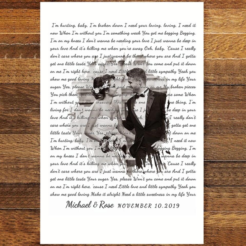 Personalized Song Lyrics Poster With Photo Custom Canvas Prints Couples Gifts For Him And Her Print Canvas Art