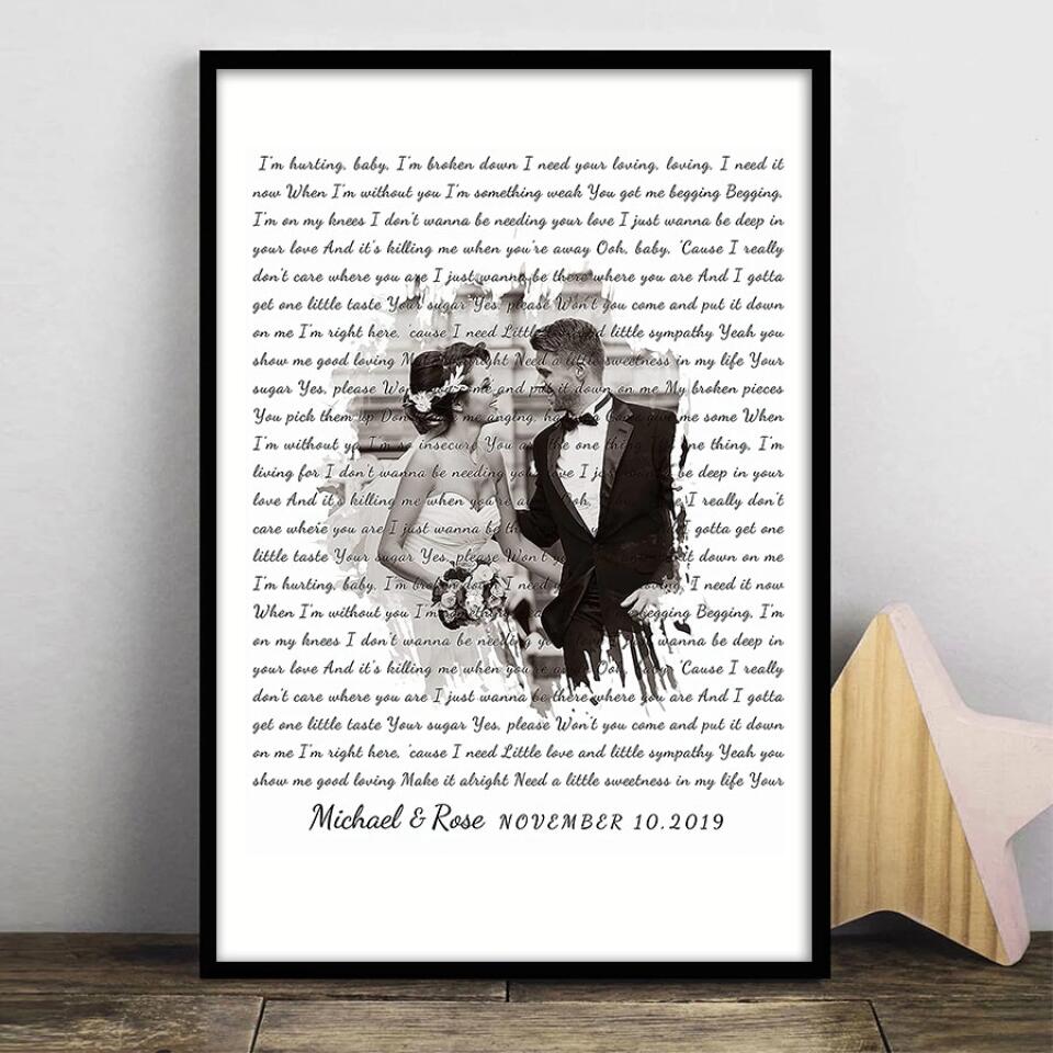 Personalized Song Lyrics Poster With Photo Custom Canvas Prints Couples Gifts For Him And Her Print Canvas Art