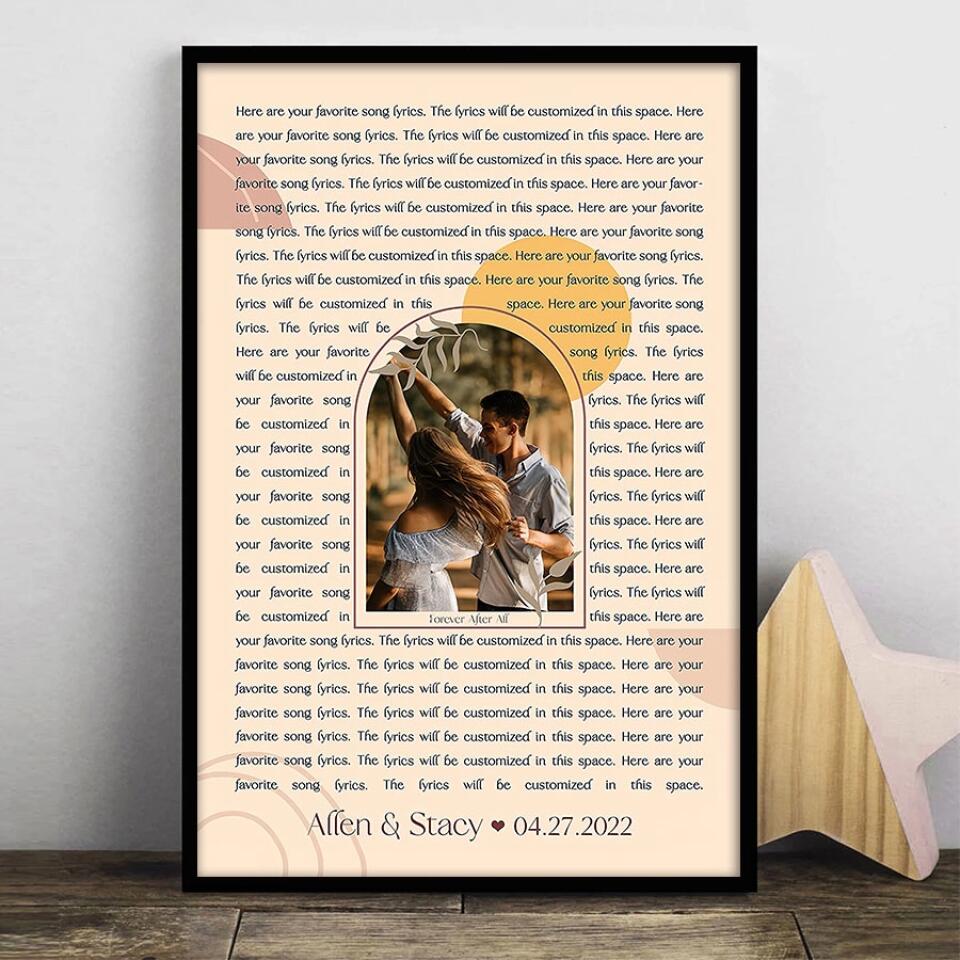 Personalized Song Lyrics Canvas Prints Photo Custom Poster Printing Music Poster Wedding Gifts For Husband Gifts For Wife Hanging Wall Art