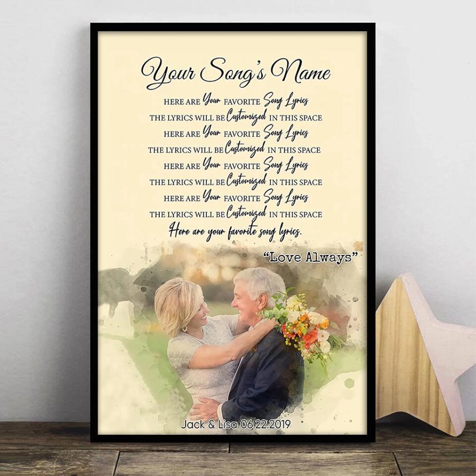 Personalized Song Lyrics Poster Prints Photo Custom Poster Printing Music Poster Gifts Wife Birthday Best Gifts For Husbands Decorative Wall Hanging