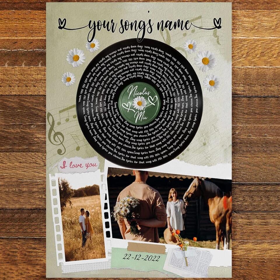Personalized Song Lyrics Poster With Photo Custom Canvas Prints Music Poster Anniversary Gifts For Him Anniversary Gifts For Her Photo Wall Art