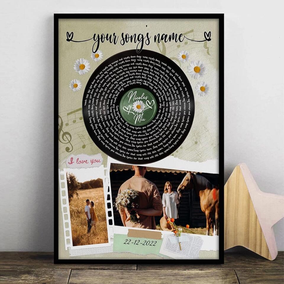Personalized Song Lyrics Poster With Photo Custom Canvas Prints Music Poster Anniversary Gifts For Him Anniversary Gifts For Her Photo Wall Art